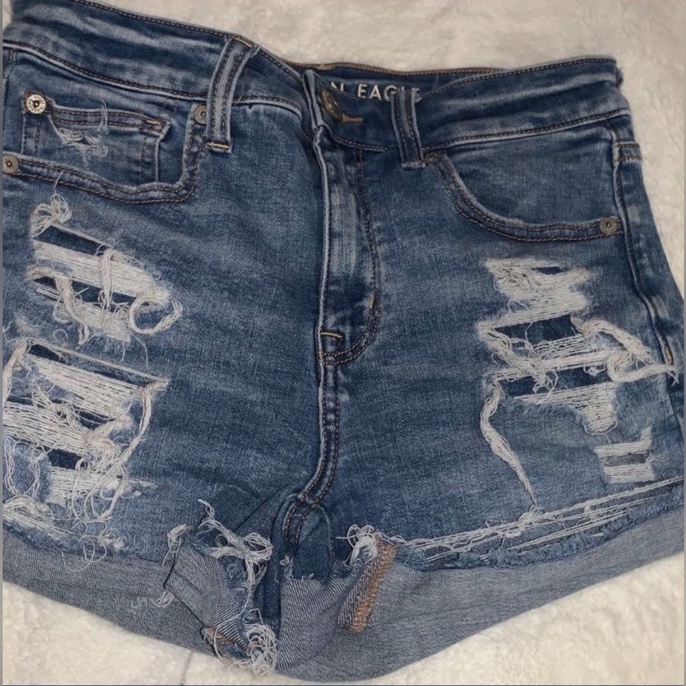 American Eagle Outfitters Blue Jean Shorts Distressed Style